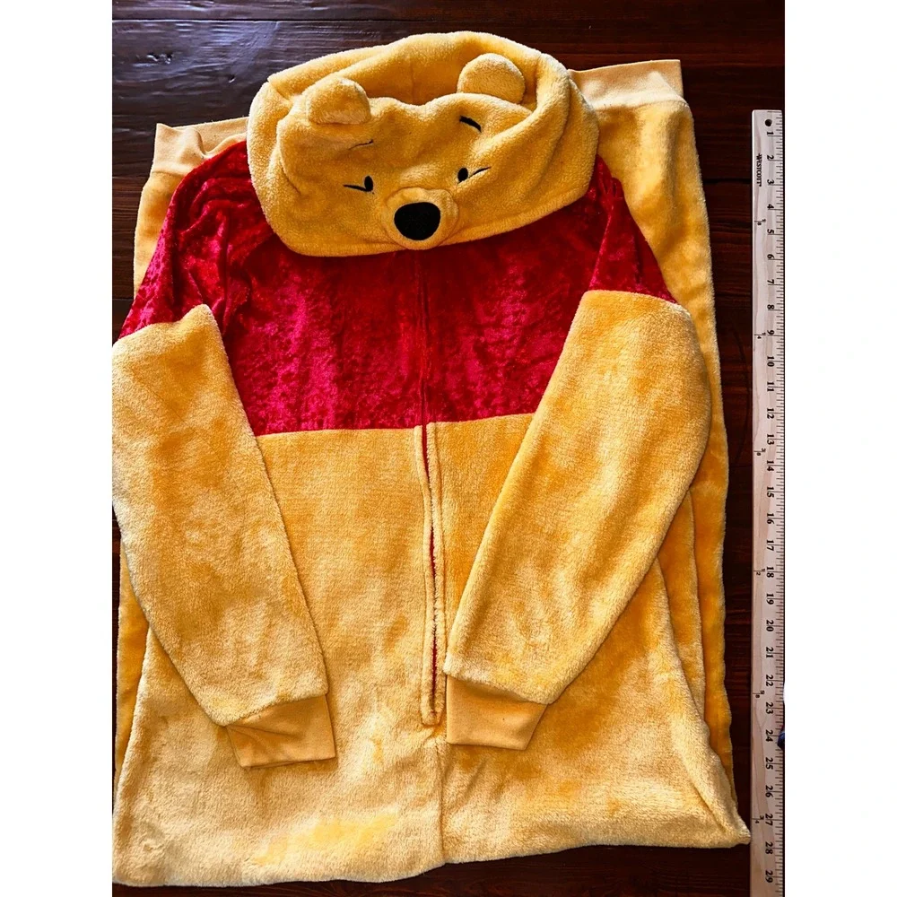 Disney Winnie the Pooh Plush Fleece Hooded One Piece Pajamas Costume XL 16/18 - Picture 2 of 5